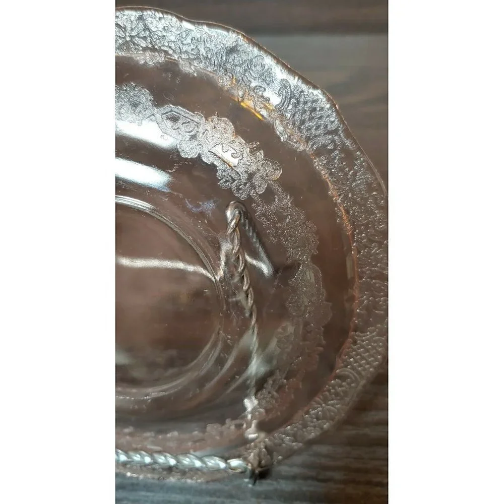 Vintage Federal Depression Glass Pink Abstract Round Shaped Underplate For Bowl